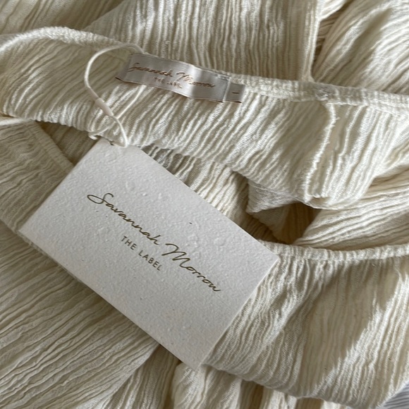 BNWT Savannah Morrow Mina cutout crinkled cotton-gauze halterneck maxi dress - Picture 4 of 6